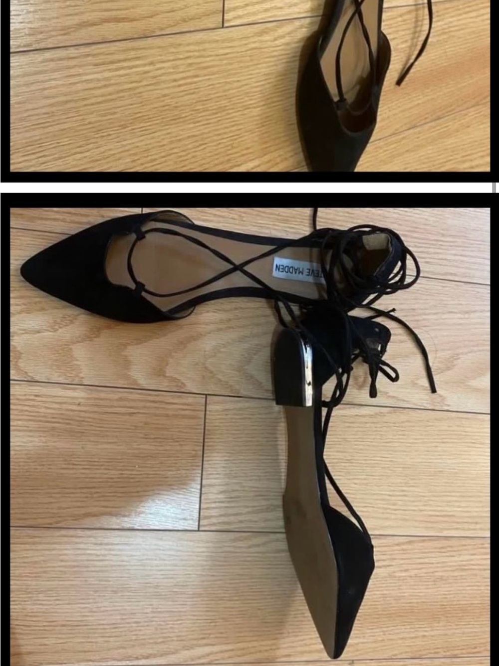 Steve Madden Black Pointed Toe Lace-Up Heels